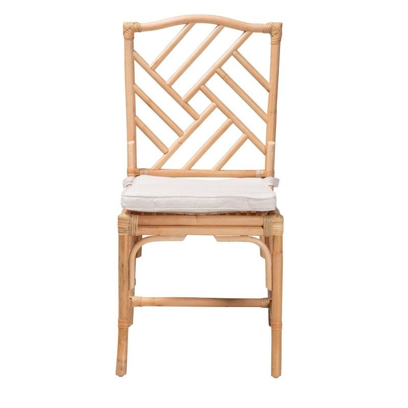 Doğal Kahverengi El Örgüsü Çıkarılabilir Minderli Rattan Sandalye - 253219
