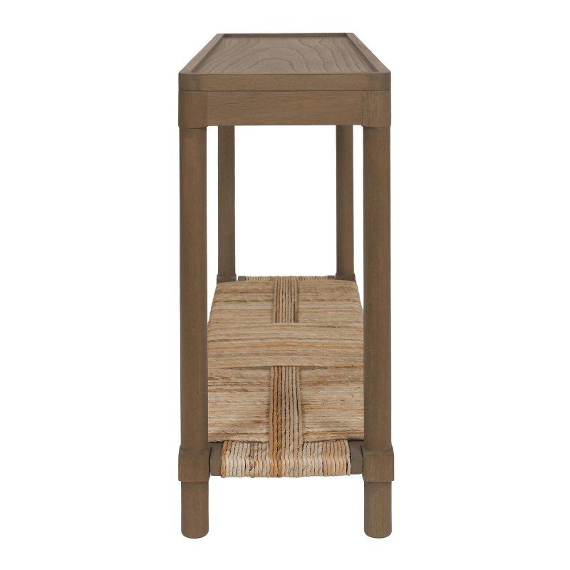 Doğal Kahverengi Masif Ahşap Hasır Raflı Tepsili Kitaplık - 121x35x81 cm - 314765