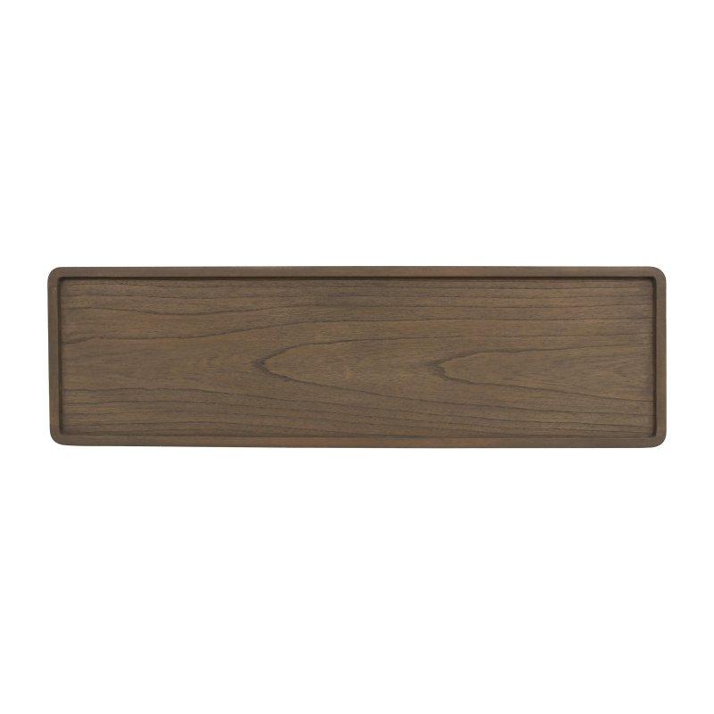 Doğal Kahverengi Masif Ahşap Hasır Raflı Tepsili Kitaplık - 121x35x81 cm - 314765