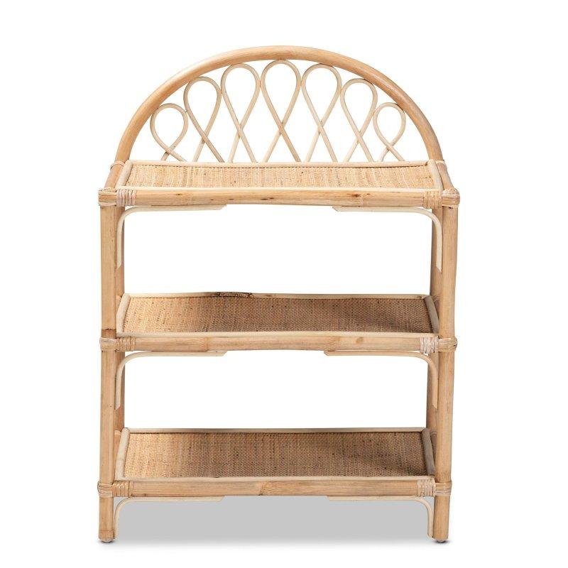 Doğal Kahverengi Rattan 3 Raflı Bohem Kitaplık - 60x41x81 cm - 320539