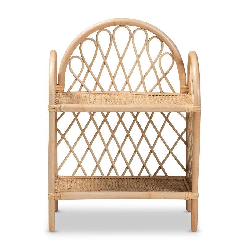 Doğal Kahverengi Rattan Bohem İki Raflı Kitaplık - 56x76x36 cm - 315864