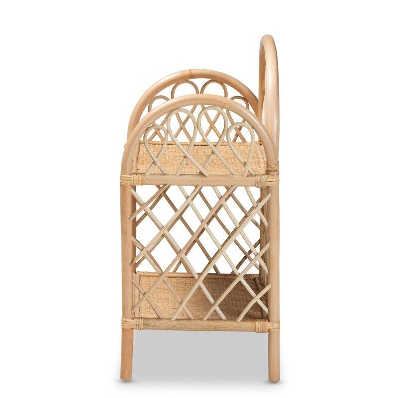 Doğal Kahverengi Rattan Bohem İki Raflı Kitaplık - 56x76x36 cm - 315864