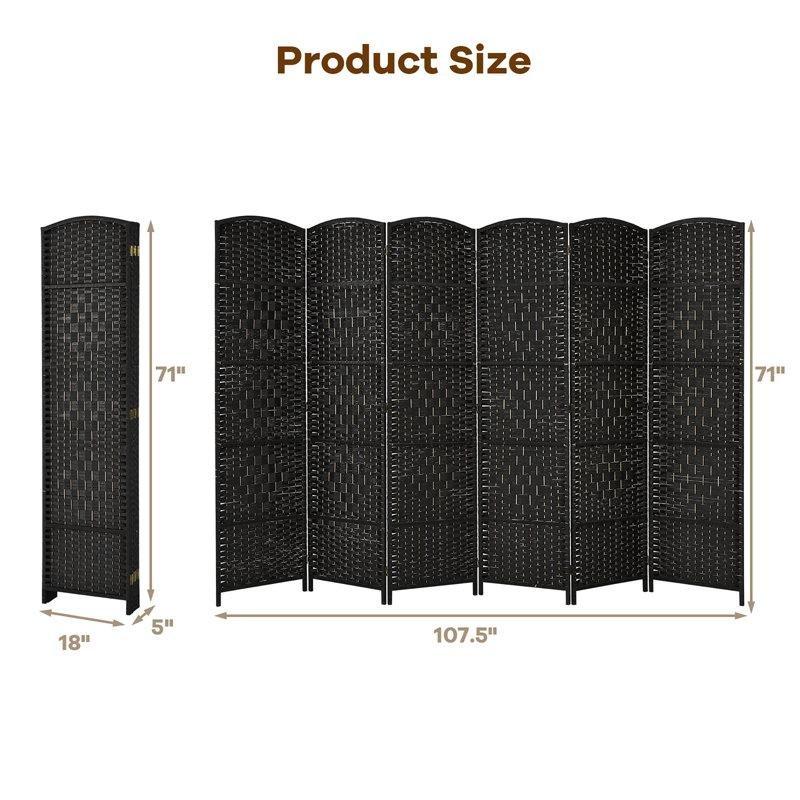 Doğal Kavak Masif Ahşap Katlanır 6 Panelli Paravan - 181x274x13 cm - 321282
