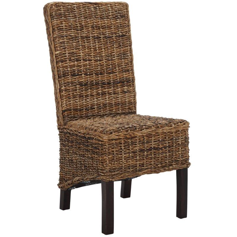 Doğal Mango Ağacı İskeletli Yüksek Sırtlı Hasır Rattan Sandalye 2li Set - 252417