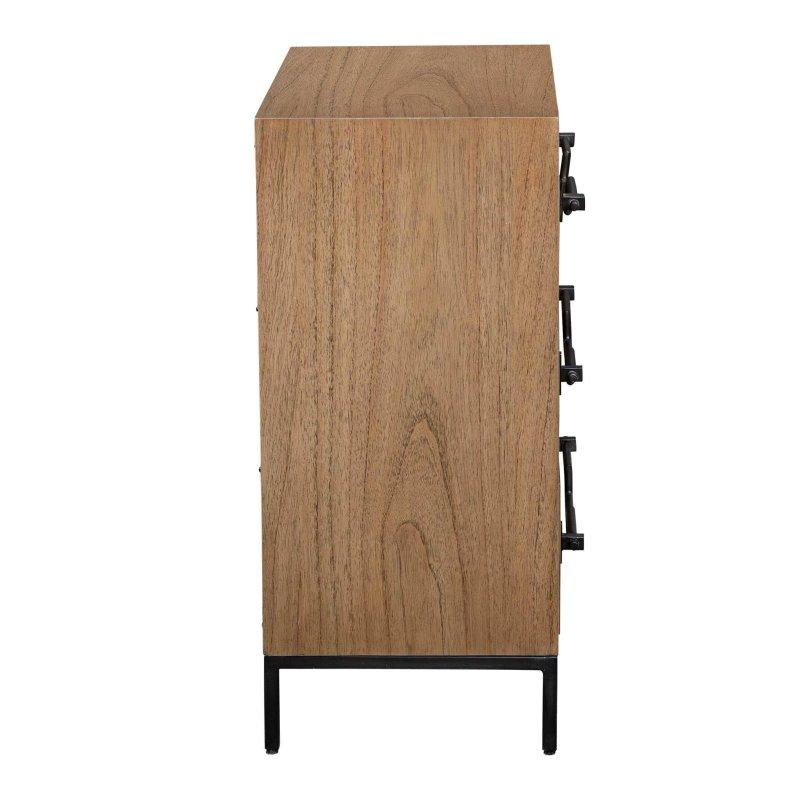 Doğal Mango Ağacı Metal Ayaklı 3 Çekmeceli Endüstriyel Şifonyer - 77x83x39 cm - 310089