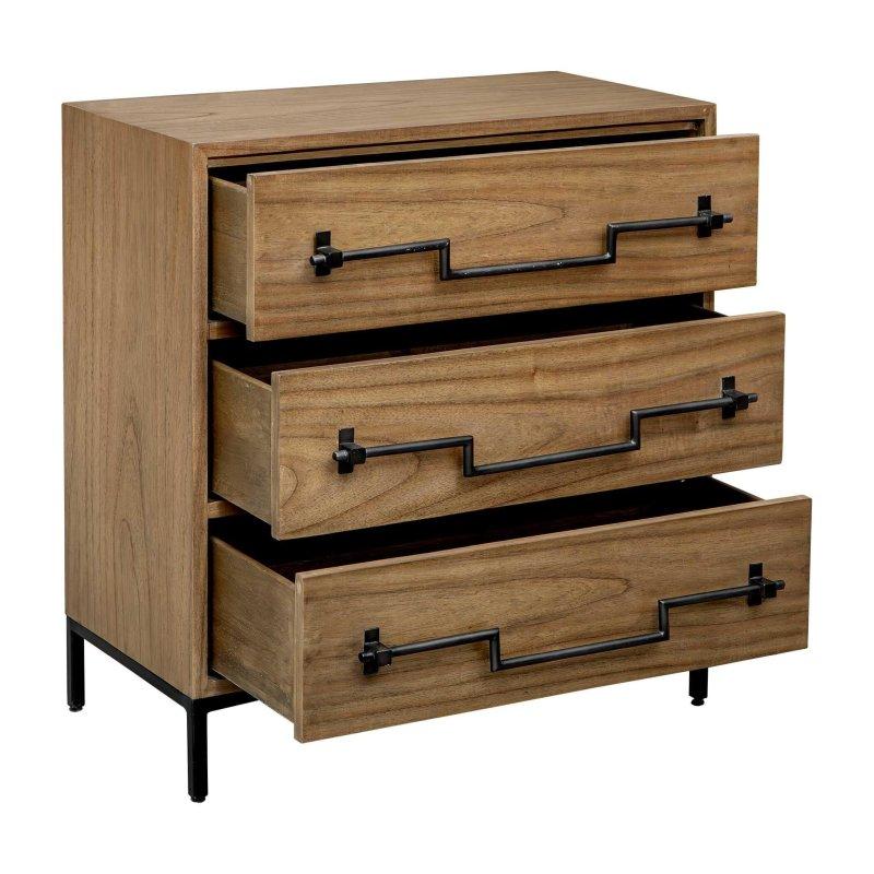 Doğal Mango Ağacı Metal Ayaklı 3 Çekmeceli Endüstriyel Şifonyer - 77x83x39 cm - 310089