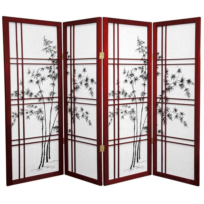 Doğal Masif Ahşap Bambu Desenli Katlanır Paravan - 122x178 cm - 321117