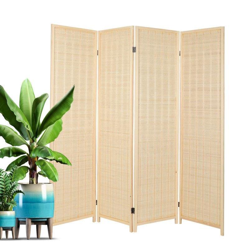 Doğal Masif Ahşap Bambu Katlanır Paravan - 171x163 cm - 321685