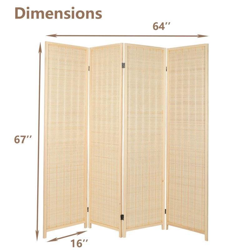 Doğal Masif Ahşap Bambu Katlanır Paravan - 171x163 cm - 321685