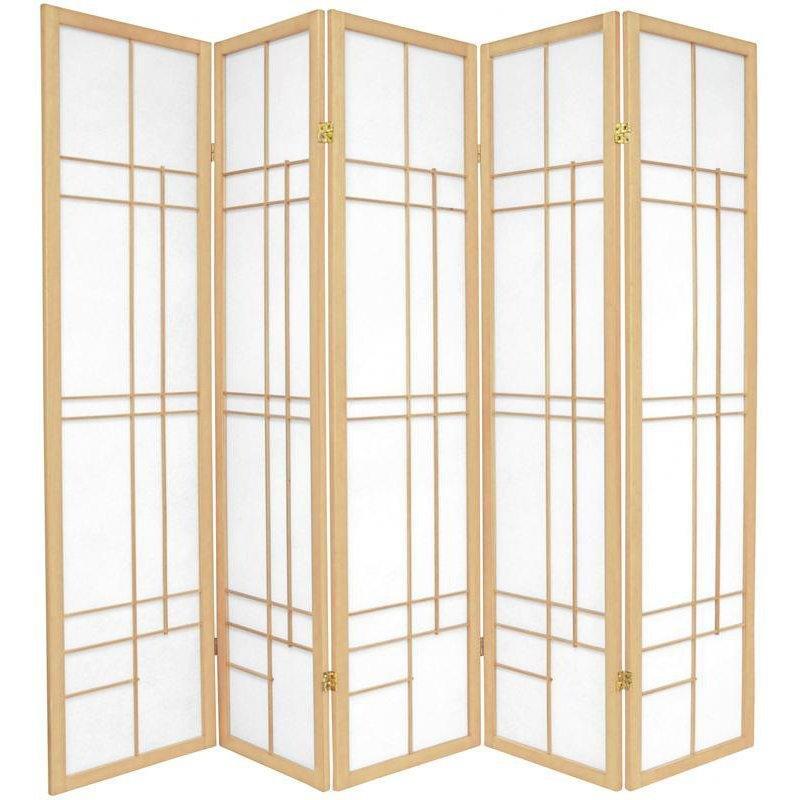 Doğal Masif Ahşap Pirinç Kağıt Katlanır Paravan - 179x130 cm - 321322
