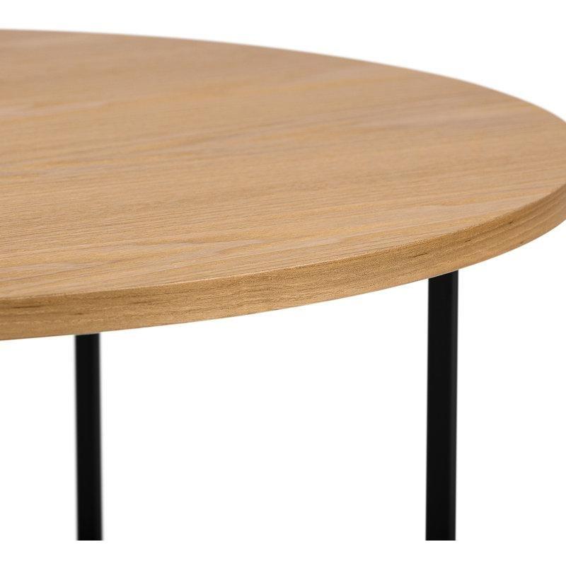 Doğal Masif Ahşap ve Siyah Ferforje Dört Ayaklı Yuvarlak Orta Sehpa - 70 cm - 244475