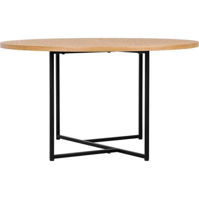 Doğal Masif Ahşap ve Siyah Ferforje Dört Ayaklı Yuvarlak Orta Sehpa - 70 cm - 244475