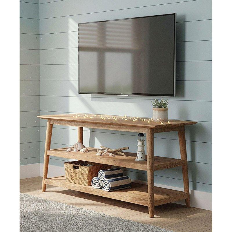 Doğal Masif Akasya Ağacı Açık Raflı Kitaplık - 117x61 cm - 316533