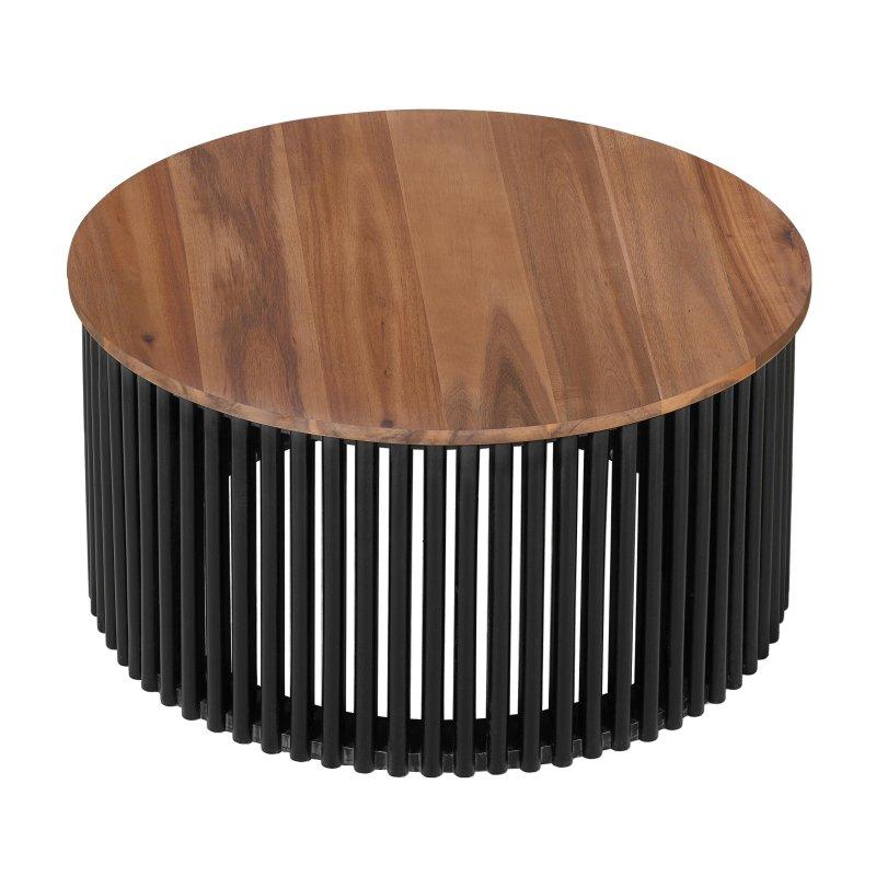 Doğal Masif Akasya Ayaklı Yuvarlak Orta Sehpa - 77x41 cm - 240290