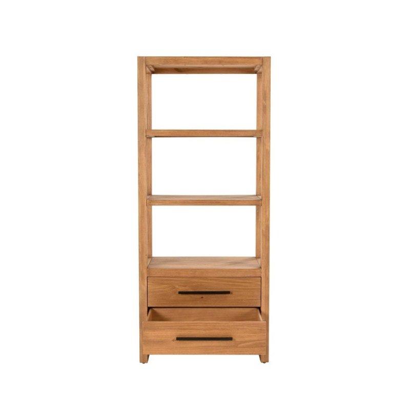 Doğal Masif Çam Ağacı 2 Çekmeceli 3 Raflı Kitaplık - 77x178x41 cm - 316404