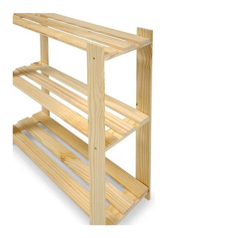 Doğal Masif Çam Ağacı 3 Raflı Çıtalı Kitaplık - 76x30x89 cm - 320613