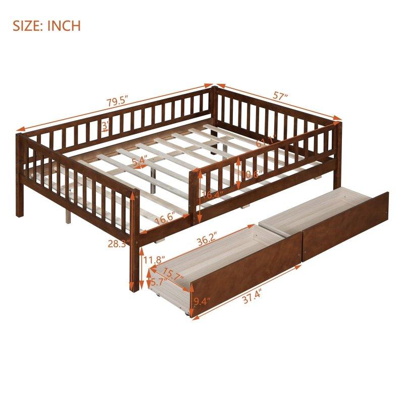 Doğal Masif Çam Ağacı Çekmeceli Çok Amaçlı Daybed Karyola - 202x145 cm - 329910