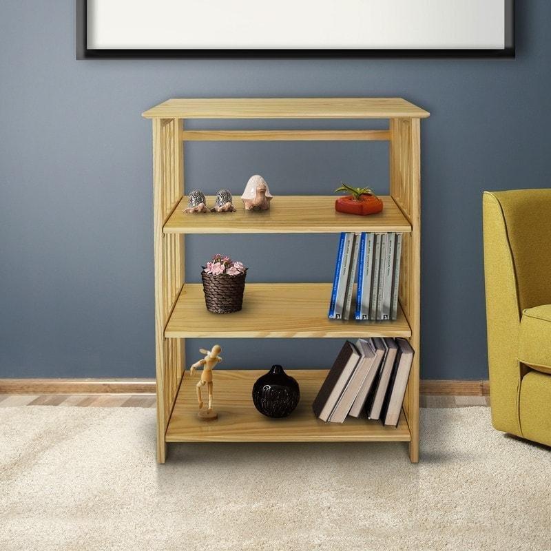 Doğal Masif Çam Katlanabilir 4 Raflı Kitaplık - 67x107 cm - 318143