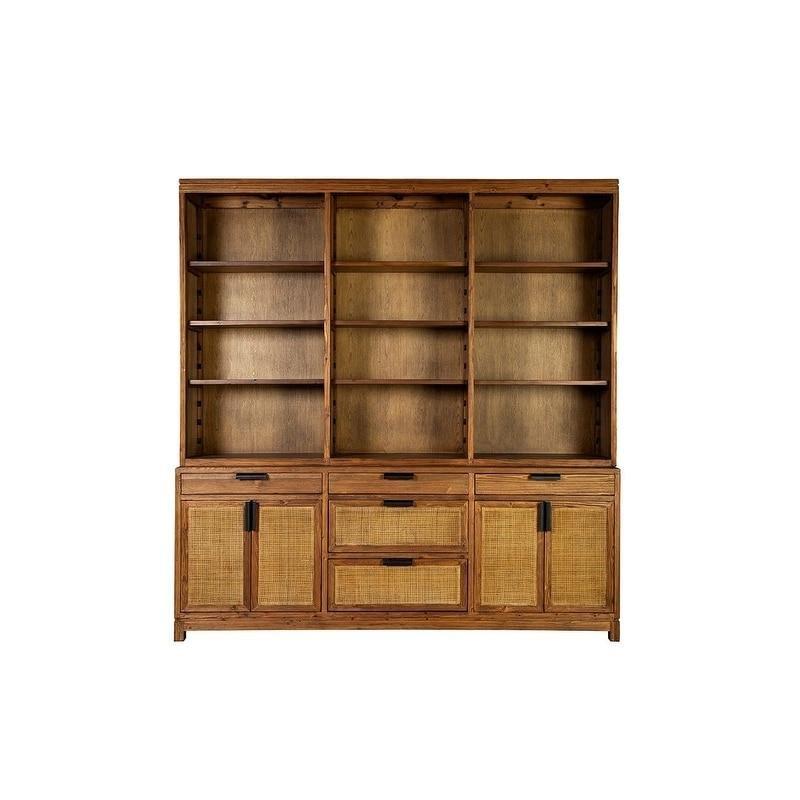 Doğal Masif Çam Rustik Tasarım 4 Raflı Kitaplık - 242 cm - 319930