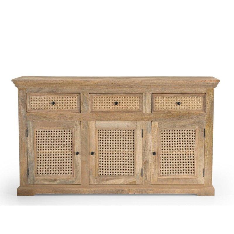 Doğal Masif Mango Ağacı Rattan Kapaklı Bohem Konsol - 158 cm - 324778