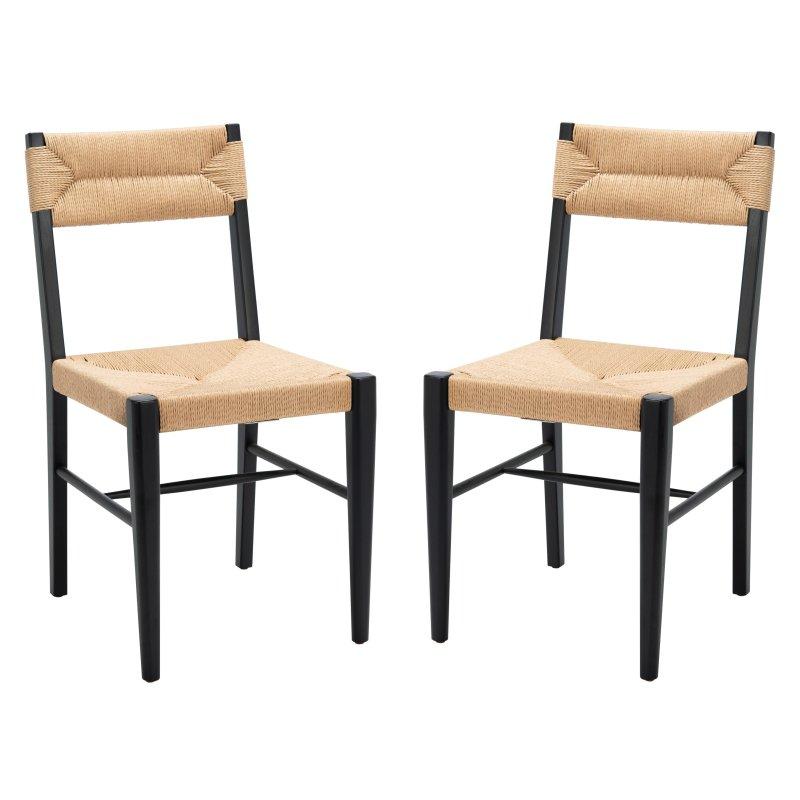 Doğal Masif Meşe Açık Sırtlı Rattan Sandalye - 2li Set - 252622