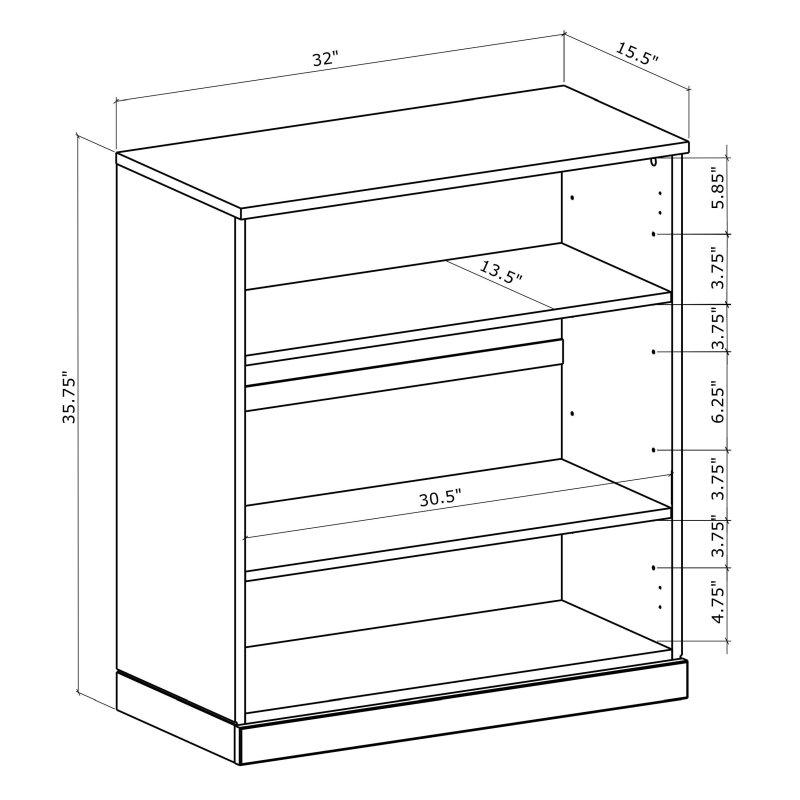 Doğal Masif Meşe Ayarlanabilir Raflı Modüler Kitaplık - 82 cm - 312383