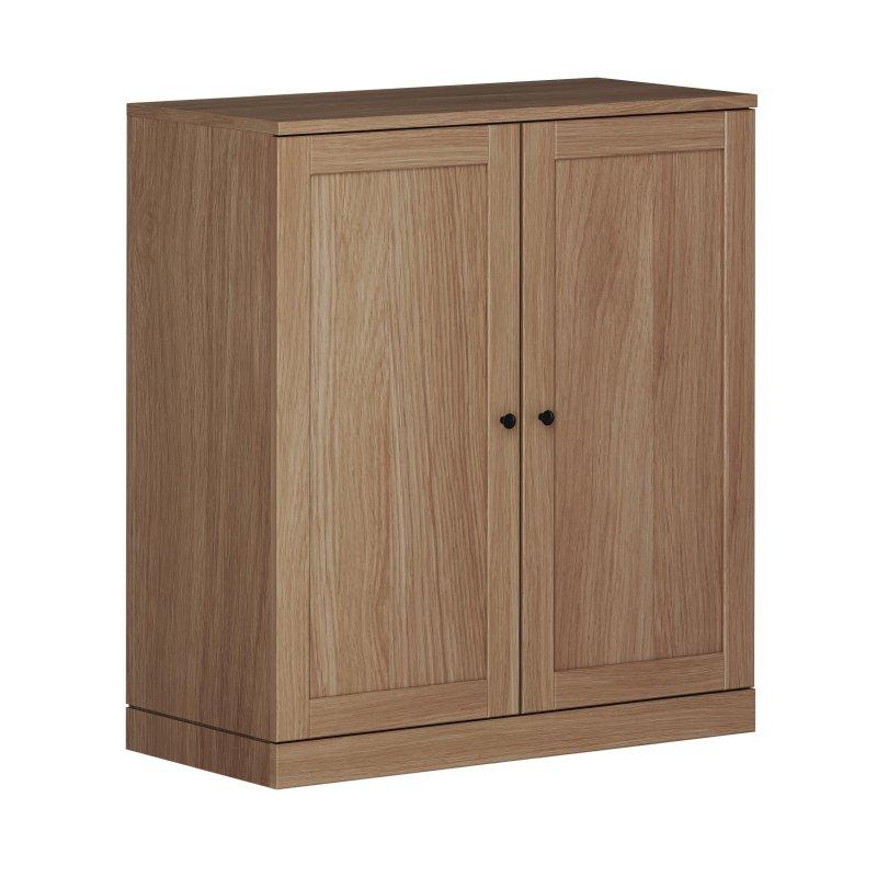 Doğal Masif Meşe Shaker Kapaklı Modüler 3 Raflı Kitaplık - 82x91 cm - 314096