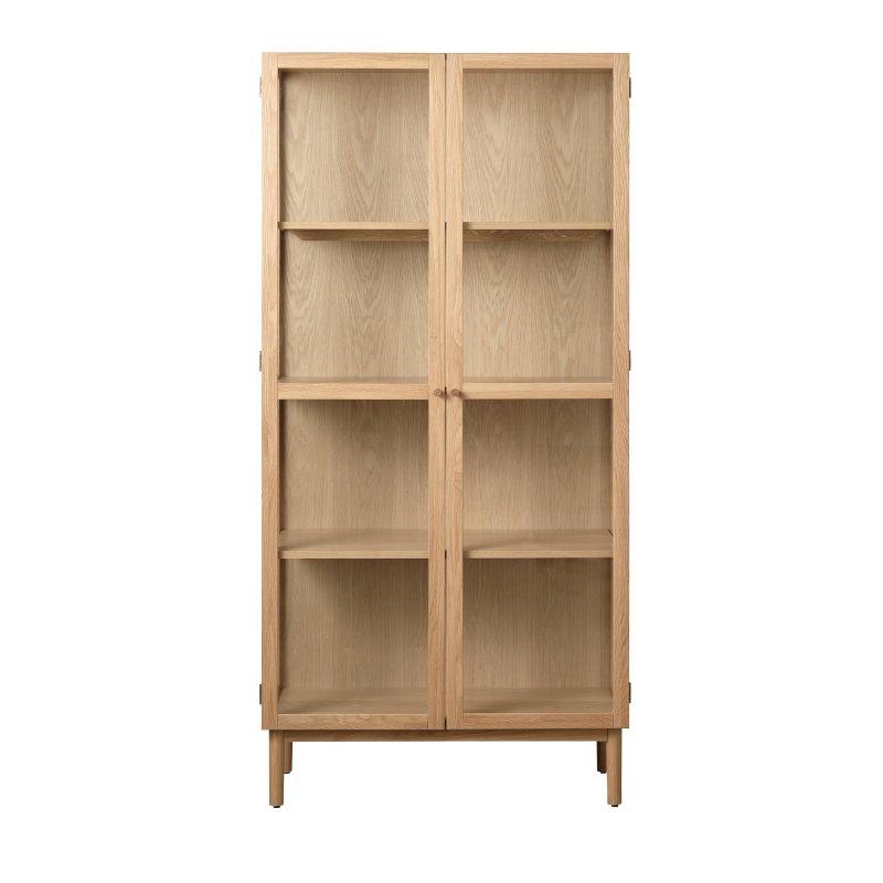 Doğal Masif Meşe ve Cam Kapaklı Kitaplık - 91x41x190 cm - 314929