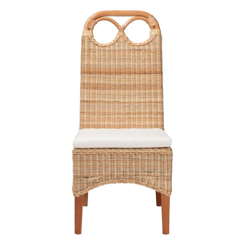 Doğal Maun Ahşap Ayaklı El Dokuması Minderli Rattan Sandalye - 47x64x104 cm - 252574