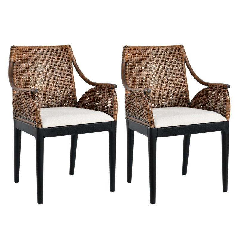 Doğal Maun Minderli Kollu El Yapımı Rattan Sandalye - 251555