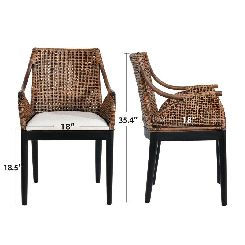 Doğal Maun Minderli Kollu El Yapımı Rattan Sandalye - 251555