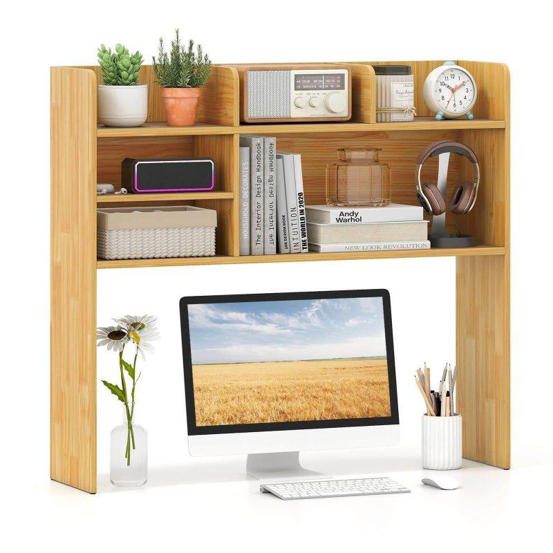 Doğal MDF 6 Raflı Ayarlanabilir Masa Üstü Kitaplık - 94x25x86 cm - 318742