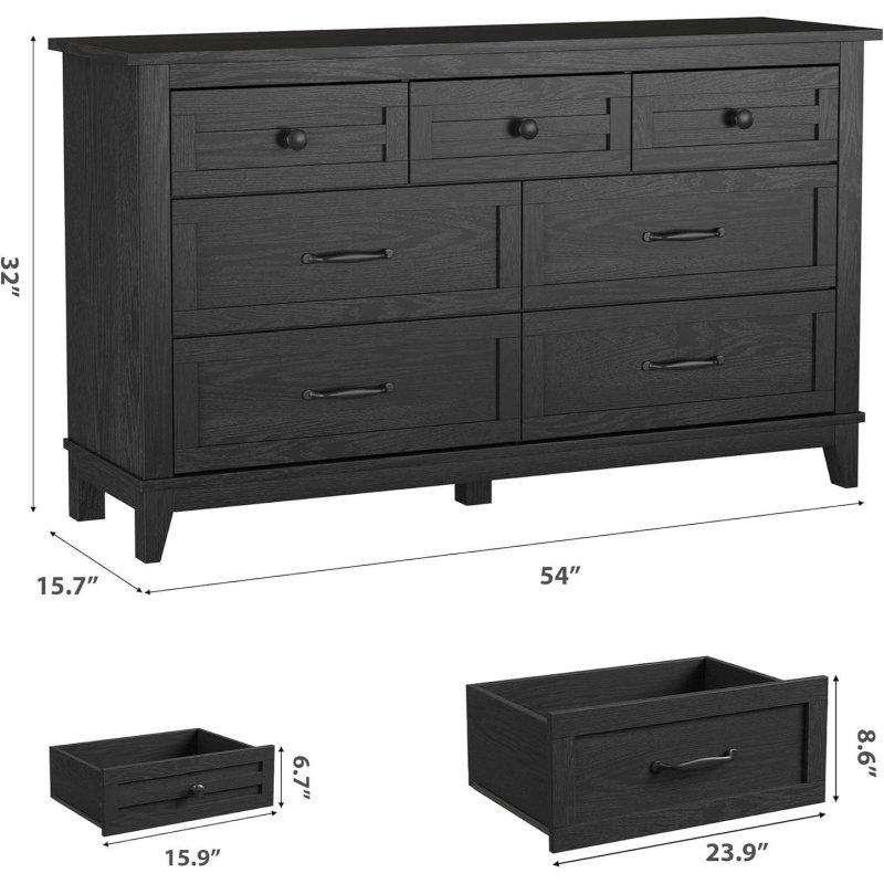 Doğal MDF 7 Çekmeceli Şifonyer - 138 cm - 294885
