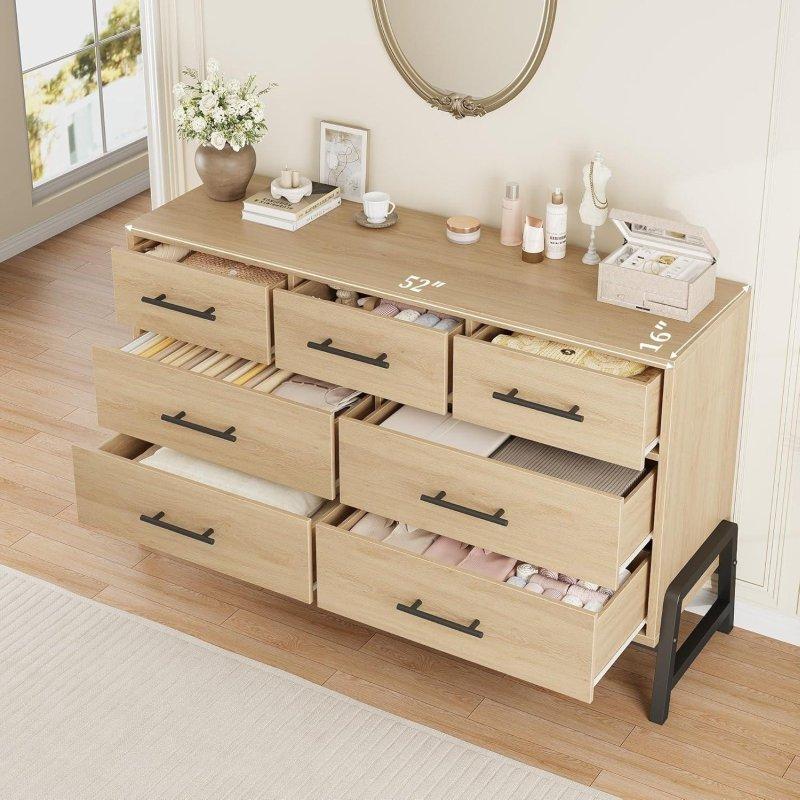 Doğal MDF 7 Çekmeceli Yatay Şifonyer - 133x41x82 cm - 303277