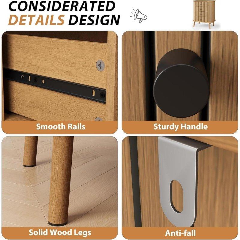Doğal MDF Bambu Dokulu 4 Çekmeceli Şifonyer - 303398