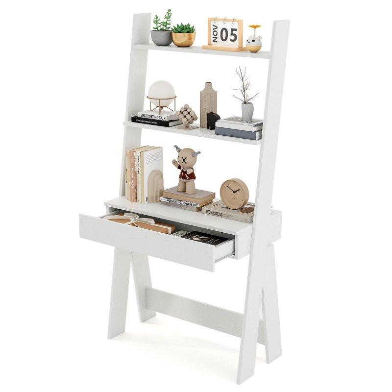 Doğal MDF Çalışma Masalı Çekmeceli Merdiven Tipi Kitaplık - 84x40x166 cm - 315960