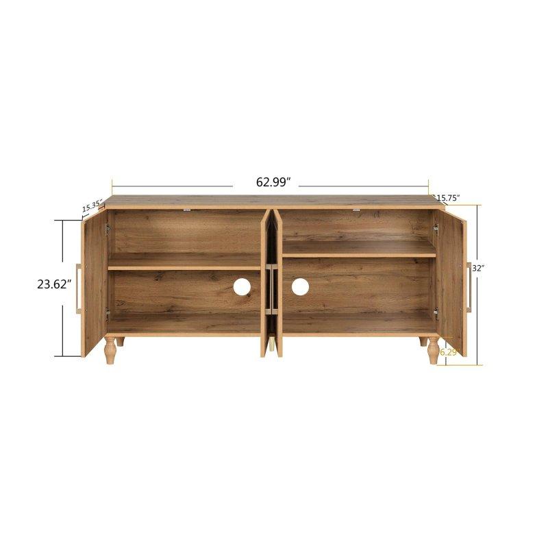 Doğal MDF Çiçek Oymalı Kapaklı Bohem Konsol - 160 cm - 325091