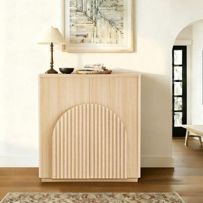 Doğal MDF Dalga Desenli Bohem Konsol - 81x41x87 cm - 325349