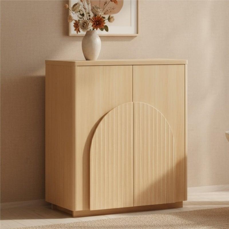 Doğal MDF Dalga Desenli Bohem Konsol - 81x41x87 cm - 325349