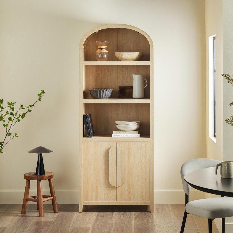Doğal MDF Dolaplı Kemerli Kitaplık - 77x194 cm - 314856