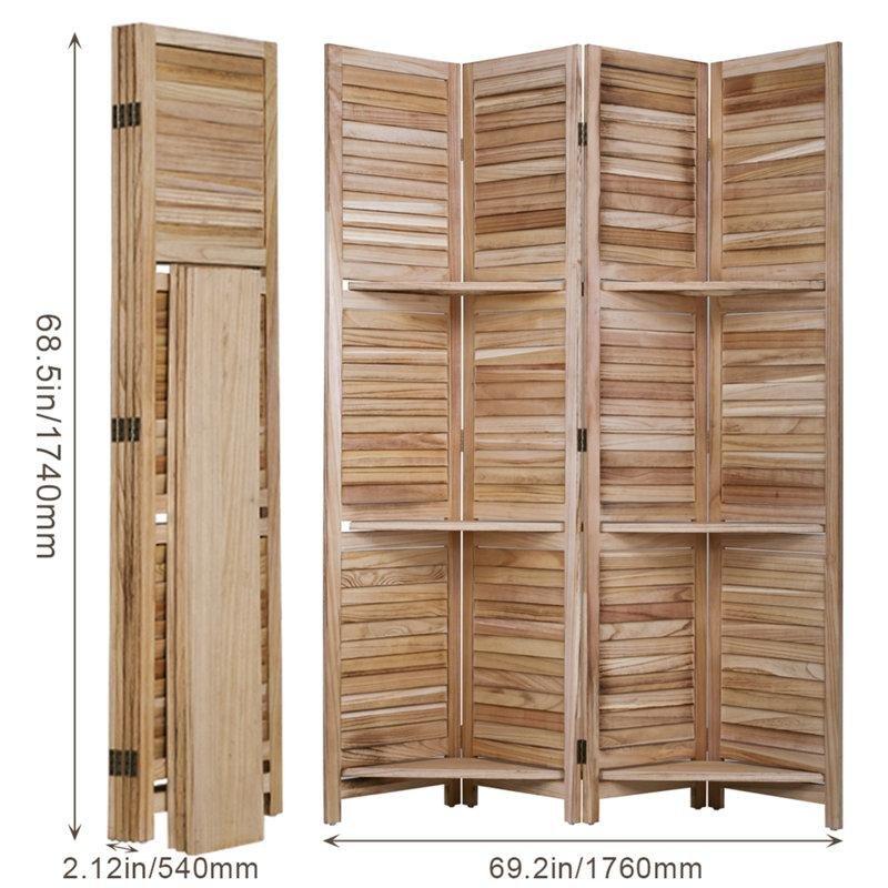Doğal MDF Katlanır 4 Panelli Paravan - 176x176 cm - 321010