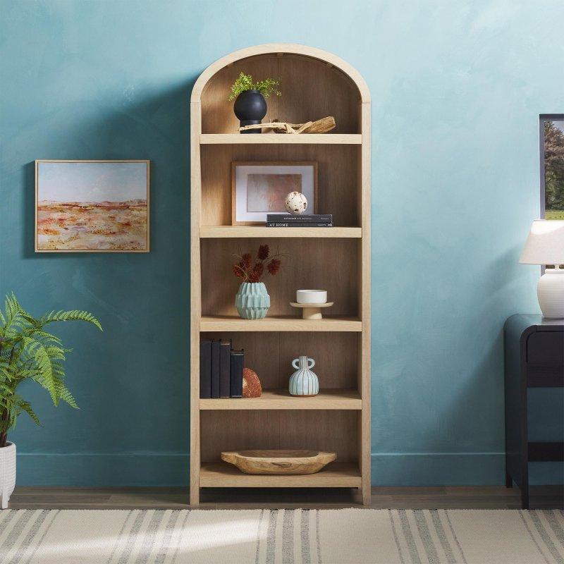 Doğal MDF Kemerli 5 Raflı Kitaplık - 194 cm - 316126