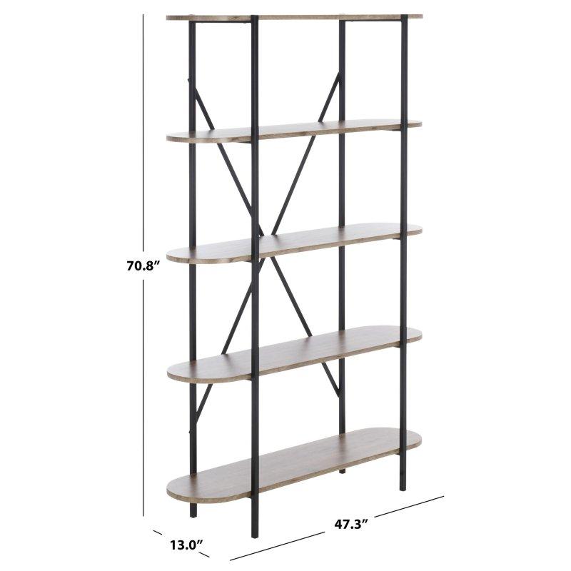 Doğal MDF Metal Arkası Açık 5 Raflı Kitaplık - 120x34x181 cm - 316201