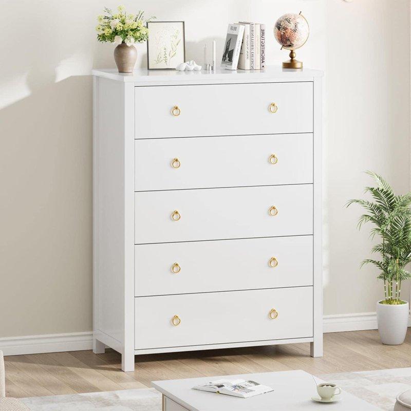 Doğal MDF Rattan Detaylı 5 Çekmeceli Şifonyer - 115 cm - 309037