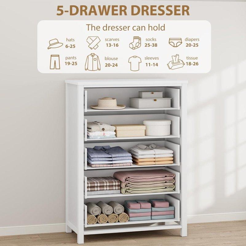Doğal MDF Rattan Detaylı 5 Çekmeceli Şifonyer - 115 cm - 309037