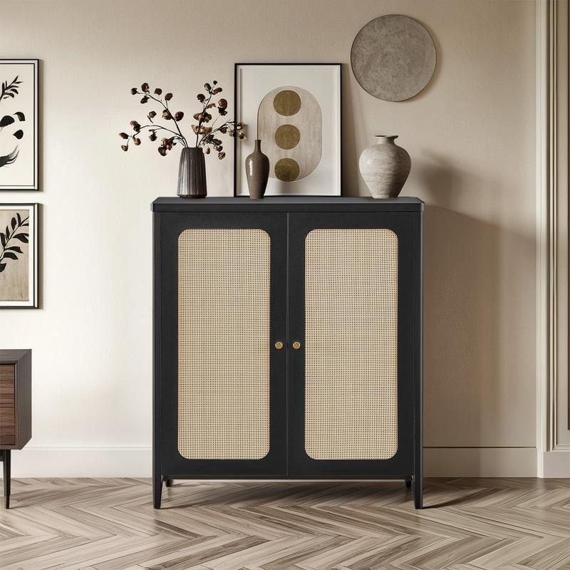 Doğal MDF Rattan Görünümlü Bohem Konsol - 81x40x90 cm - 324699