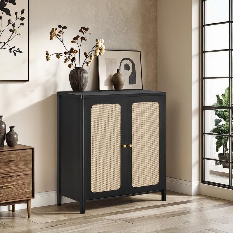 Doğal MDF Rattan Görünümlü Bohem Konsol - 81x40x90 cm - 324699