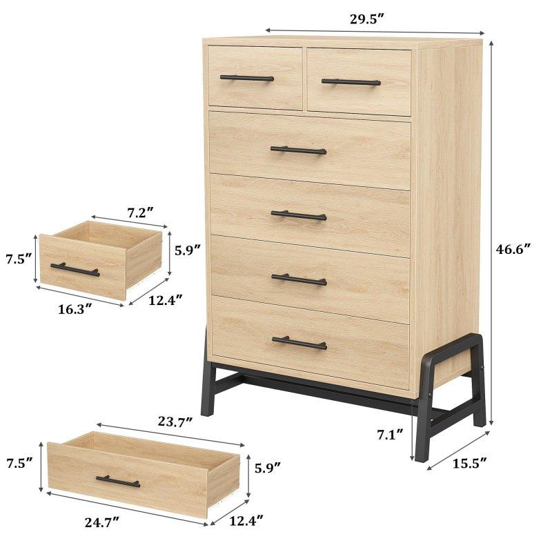 Doğal MDF ve Çelik Çerçeveli Modern Dar Çekmeceli Şifonyer - 296951