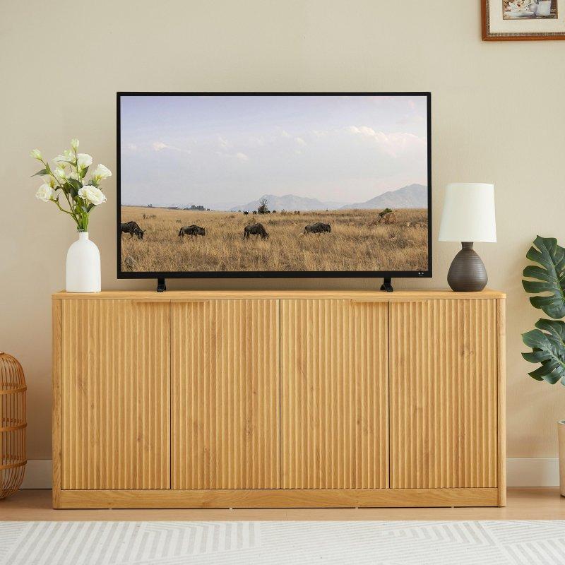 Doğal MDF ve Metal Dalgalı Kapaklı Bohem Konsol - 325180