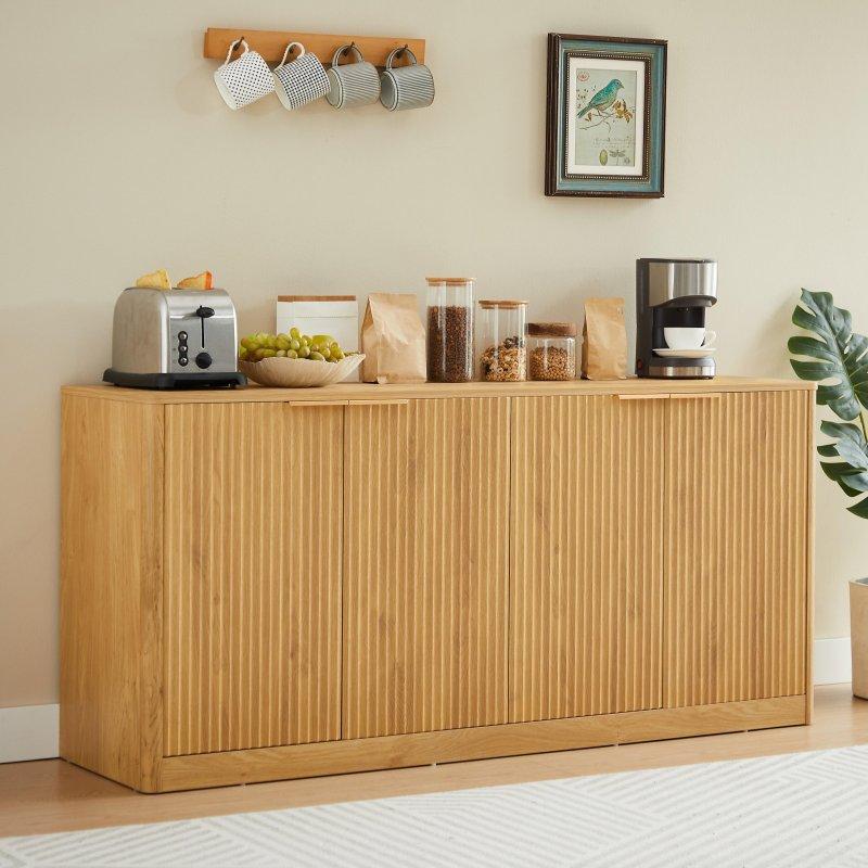 Doğal MDF ve Metal Dalgalı Kapaklı Bohem Konsol - 325180
